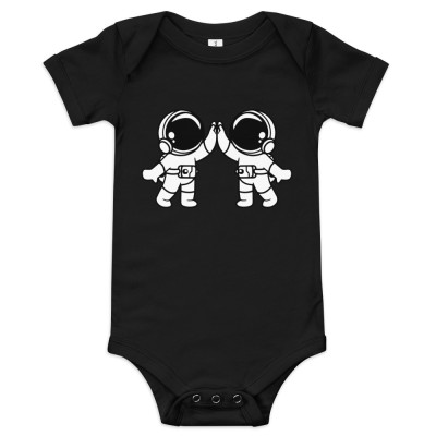 Body bébé astronautes en noir et blanc