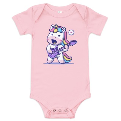 Body bébé licorne mignonne avec une guitare